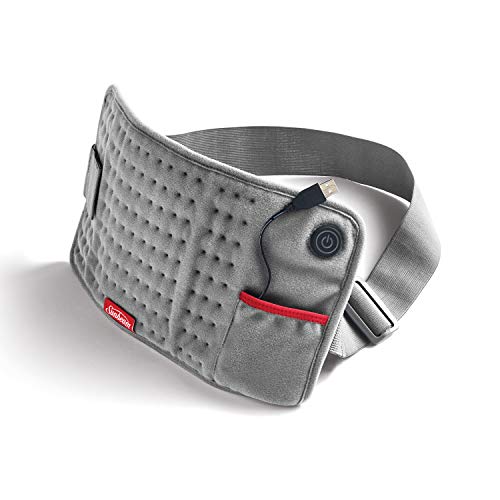 Sunbeam USB Heating Pad for Back, Shoulder, Arm, and Leg Pain Relief with Power Bank Pocket and Auto Shut Off, 12.5 x 7.5, Grey