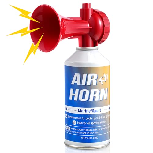 Enhon Large Air Horn 8.3 oz, Handheld Very Loud Air Horn Can for Safety, Marine Fog Horn Blow Horn Boat Accessories, Coast Guard, Emergency Use for Sporting Events, Camping, Animals Alarm (1 Pack)