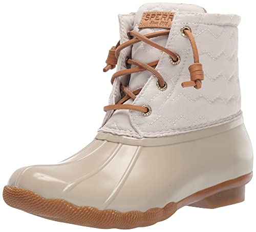 Sperry Womens Saltwater Chevron Quilt Nylon Boots, Ivory, 9