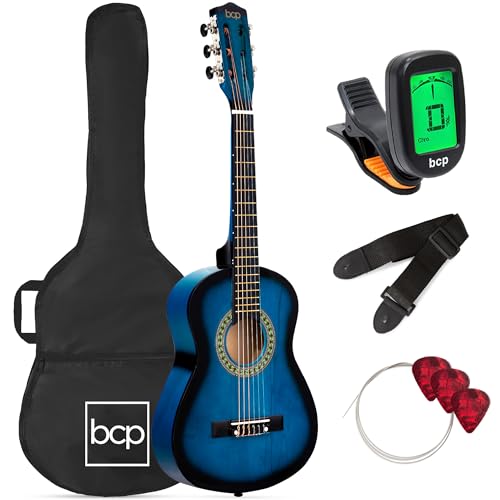 Best Choice Products 30in Kids Acoustic Guitar Beginner Starter Kit with Electric Tuner, Strap, Case, Strings - Blueburst