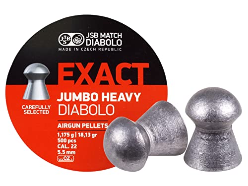 JSB 546287-500 Jumbo Exact Heavy Air Gun Pellets .22 Cal, 18.1 Grains, 500ct