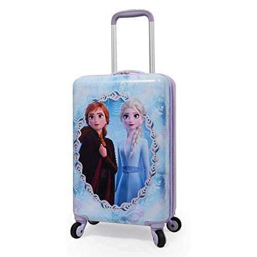 Disney Frozen Suitcase II Anna Elsa Luggage Hard Side Tween Spinner Rolling Suitcase for Kids, Carry-On Travel Trolley - 20 Inch