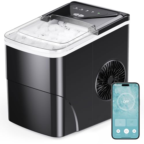 Silonn Smart Countertop Ice Maker, Compact Wi-Fi Ice Maker with App Control, 9 Cubes in 6 Mins, 26 lbs per Day, 2 Ice Cube Sizes, Portable Ice Maker with Self-Cleaning for Kitchen/Office/RV