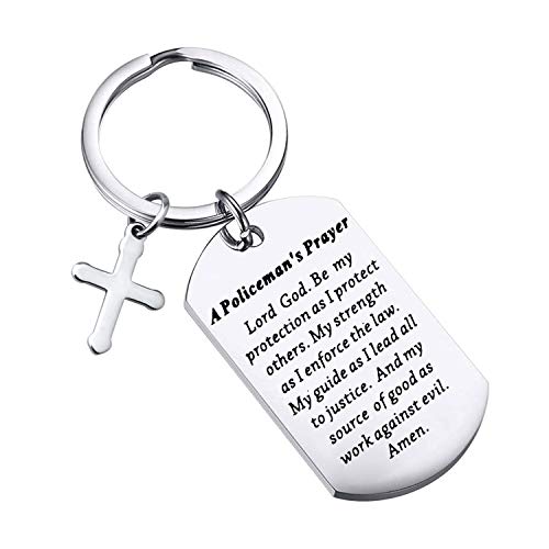 WSNANG Police Officer Gift Policeman's Prayer Keychain Police Officer's Prayer for Lawman Hero Policeman Gift Police Academy Graduates Gift (Policeman's Prayer)