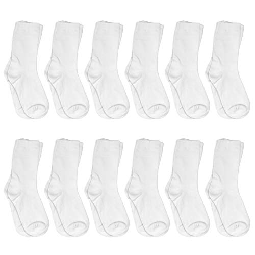 Falari 12-Pack Girl Toddler Kids Cotton Crew Socks (2-4 Years, White)