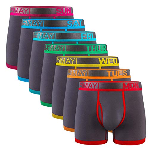 5Mayi Men's Underwear Boxer Briefs Cotton Black Mens Boxer Briefs Underwear Men Pack Wide Waistband