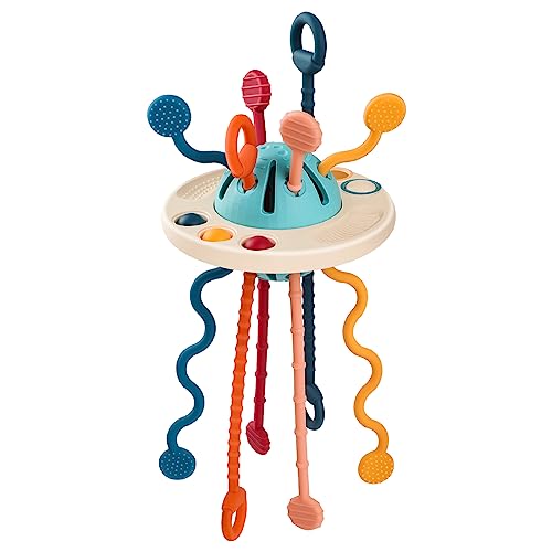 Baby Montessori Toys for 6-12 12-18 Months, Food Grade Silicone Pull String Toys for 1 Year Old, Travel Toys Sensory Toys for Toddlers, Gift for Boys & Girls 8 9 10 Months