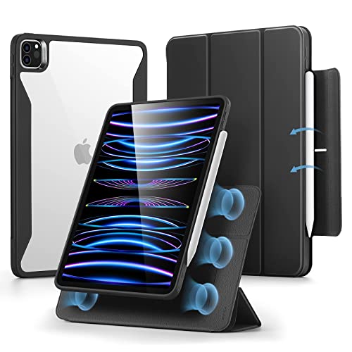 ESR Rotating Case for iPad Pro 11 Inch Case (2022/2021, 4th/3rd Generation), iPad Pro 11 Folio Case with Pencil Holder, Removable Magnetic Cover, Vertical Stand, Rebound 360 Series, Black