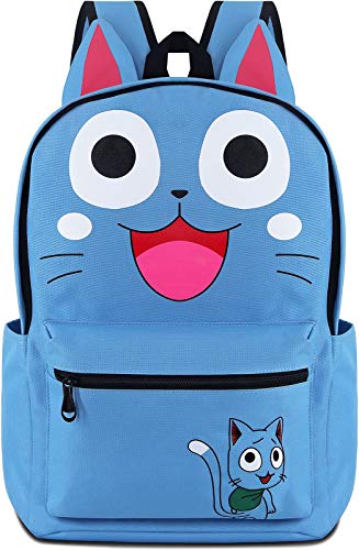 Roffatide Anime Fairy Tail Backpack Cosplay Happy Cat Ears Backpack Teens Boys Girls School Bag