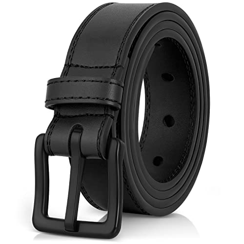 ITAY Metal Free Leather Belt - 34 mm - Hypoallergenic - Airport Friendly Nickel Free Strong New Buckle for Men (Black, 37'/95cms)