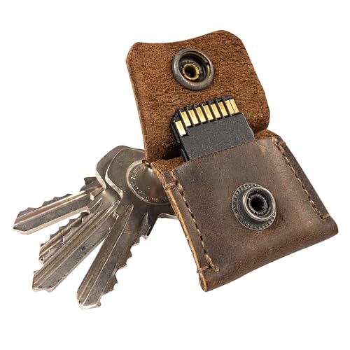 Hide & Drink Rustic Leather Switch Cartridge Game Keychain/SD Card/Guitar Pick Holder Handmade (Bourbon Brown)