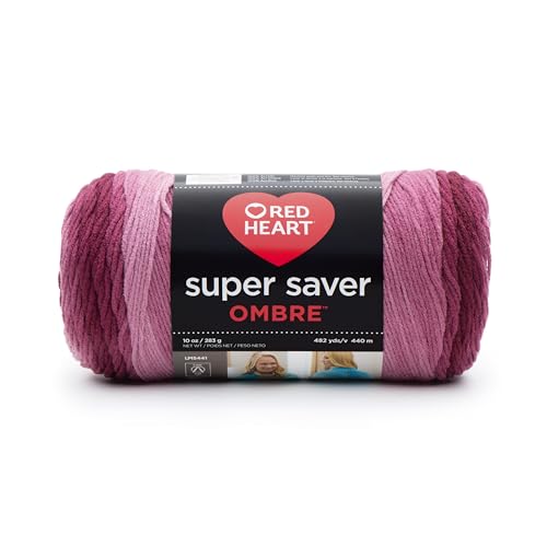 RED HEART E305.3965 Super Saver Ombre Yarn, 10 oz, ANEMONE