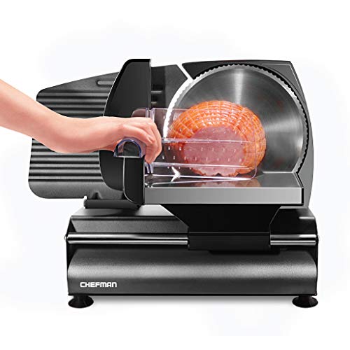 Chefman Electric Deli Slicer With Adjustable Slices, Stainless Steel Blades, Safe Feet - For Ham, Cheese, Bread, Fruit & Veggies