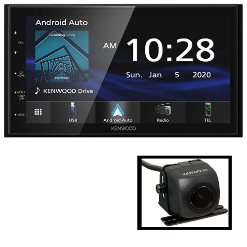 Kenwood DMX4707S 6.8' Capacitive Touch screen Digital Multimedia Receiver with Apple CarPlay & Android Auto (does not play CDs) | Plus Kenwood CMOS-130 Rearview Camera with Universal Mounting Hardware