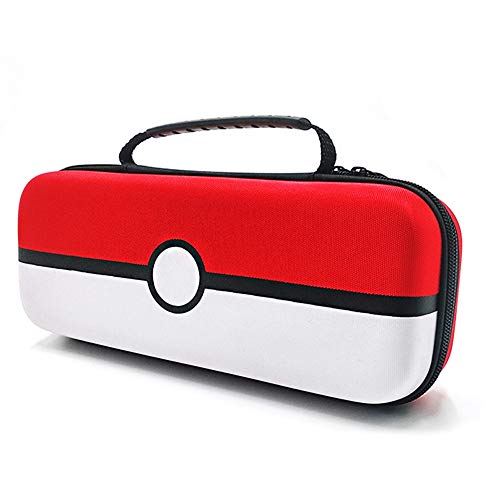 Case for Nintendo Switch, Yullmu Portable Carrying Travel Case for Nintendo Pokemon, Protective Hard Bag with Clear Case for Pokeball & Tempered Glass Screen Guard(Red & White)