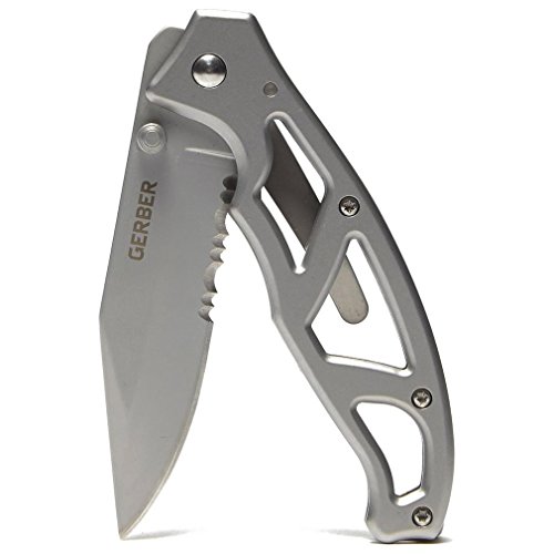 Gerber Gear Paraframe I Pocket Knife - Serrated Edge, Folding Knife with Safety Frame Lock - EDC Gear and Equipment - Stainless Steel