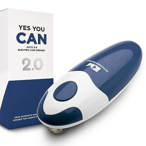 Kitchen Mama Auto 2.0 Electric Can Opener: Upgraded Blade Opens Almost Any Can - Automatic, Hands Free, Smooth Edge, Food-Safe, Battery Operated, Christmas Gift Ideas, YES YOU CAN (Navy Blue)