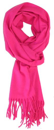 LibbySue-Solid Color Cashmere Feel Winter Scarf (Bright Pink)
