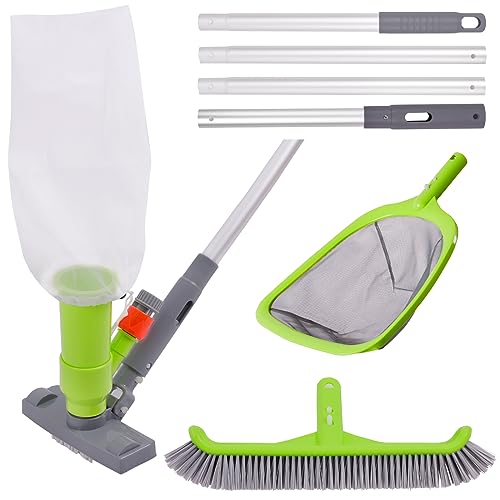Sepetrel Deluxe Swimming Pool Cleaning Kit with Spa Jet Pool Vacuum Cleaner,Pool Brush, Semi-deep Skimmer Net & Adjustable 57.5-inch Pole,Ideal for Cleaning Above Ground Pools, Inflatable Pool