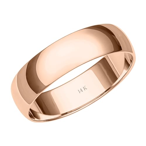 Brilliant Expressions 5MM Solid Gold Ring – Lightweight, Durable Mens Rings or Wedding Band for Women; 10K Rose Gold Jewelry; Comfortable, Well-Polished Womens or Mens Wedding Band, Size 10