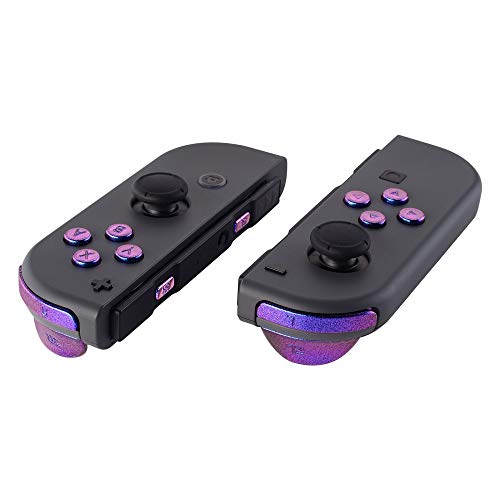eXtremeRate DIY Full Set Buttons for Nintendo Switch & Switch OLED, Replacement Buttons for JoyCon, ABXY Direction Keys SR SL L R ZR ZL + - Home Capture Trigger Buttons Springs - Chameleon Purple Blue