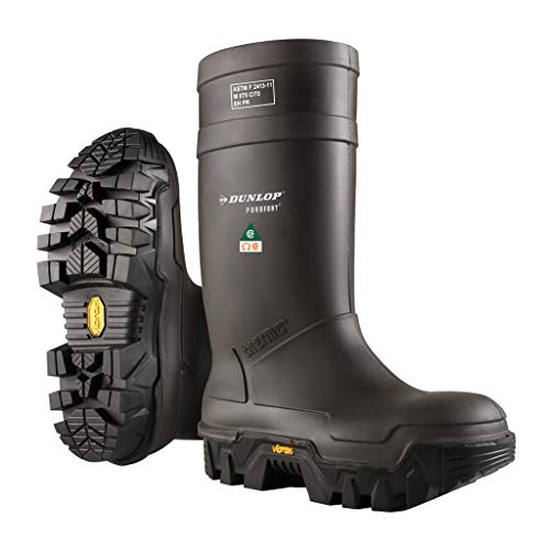 Dunlop Protective Footwear, Explorer full safety with Vibram sole, 100% Waterproof Purofort Material, Lightweight and Durable Protective Footwear, Slip-Resistant, E902033.08, Size 8 US