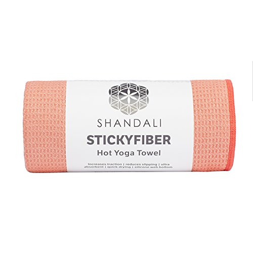 Shandali Hot Yoga Towel - Stickyfiber Yoga Towel - Mat-Sized, Microfiber, Super Absorbent, Anti-Slip, Injury Free, 24' x 72' - Bikram Yoga Towel - Exercise, Fitness, Pilates, and Yoga Gear