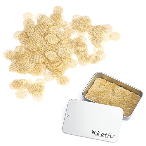 Scotte 200 pcs 3/8 Inch Brass Pipe Screens,9.5mm(0.375in) Metal Pipe Filter Screen with Storage Box