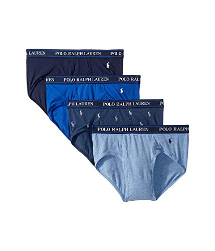 POLO RALPH LAUREN 4-Pack Stretch Classic Fit Briefs Blue Saturn/Monroe Blue Heather/Pale Royal Heather/Cruise Navy MD