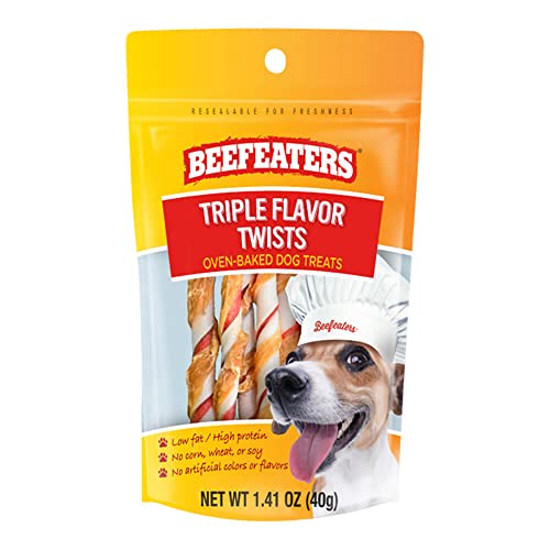 Beefeaters Triple Flavor Twists Dog Treat, 1.41oz, Case of 12