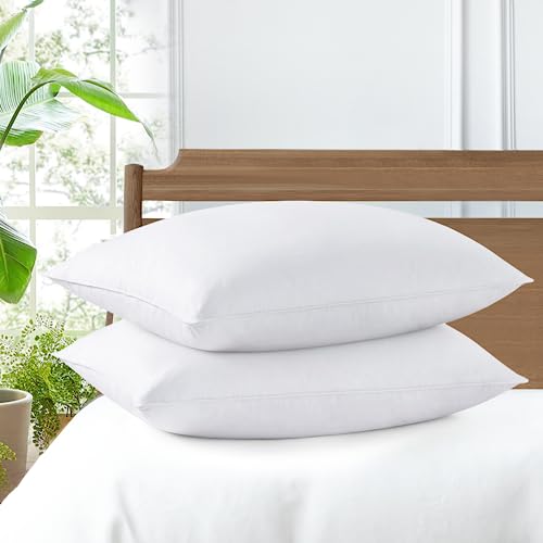 UNIKOME Goose Feather Down Pillows Queen for Side Sleepers White Luxury Hotel Fluffy Pillow Inserts Set of 2 (20'x 30')