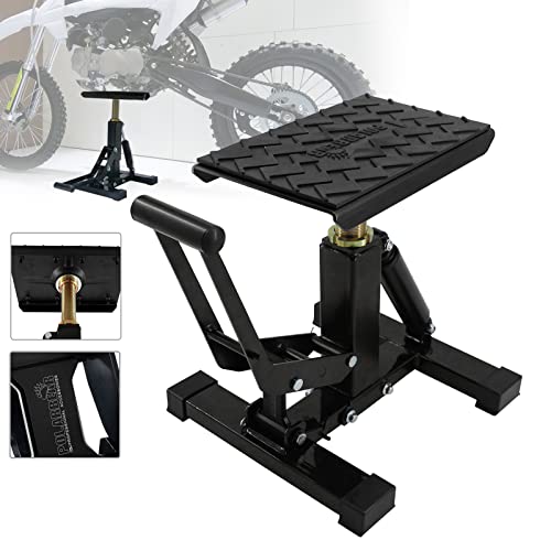 POLARBEAR Dirt Bike Stand Adjustable Jack Stand 1200Lbs Capacity Engine Stand Vertical Rise Easy Operated with DIY Stickers Lightweight(Black)