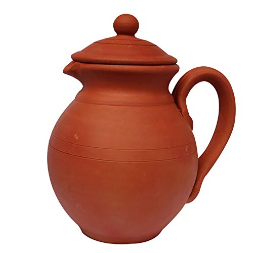 Village Decor Handmade Clay Water Jug - Natural Nontoxic Unglazed Carafe | 50 oz Capacity For Healthy Drinking Experience