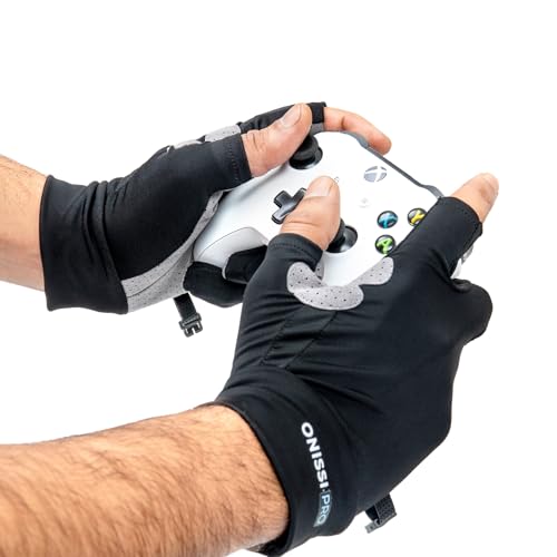 ONISSI Pro Gaming Gloves for Sweaty Hands |Gamer Grip Gloves for Video Games| Sim Racing Gloves for Men and Women| Anti Sweat Gaming Gloves for PS4/PS5/ Xbox/Computer/PC/VR/Mobile/Sim Racer (Large)