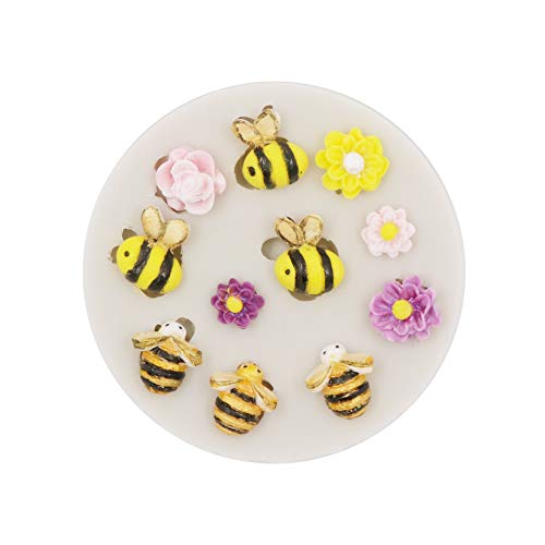 kowanii Bee Silicone Molds Fondant Baking Mold, Gumpaste Flower Cookie Moldes Fondant Silicone Cake Decorating Mould, Sugarcraft Cupcake