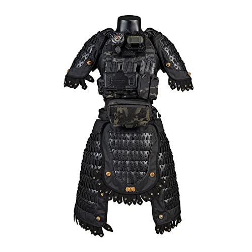 KAROYD Samurai Tactical Armor, 6 in 1 Tactical Armor Pauldron Armor Skirt Crotch Protector Equipment Suit Black (Vest Is Not Included)