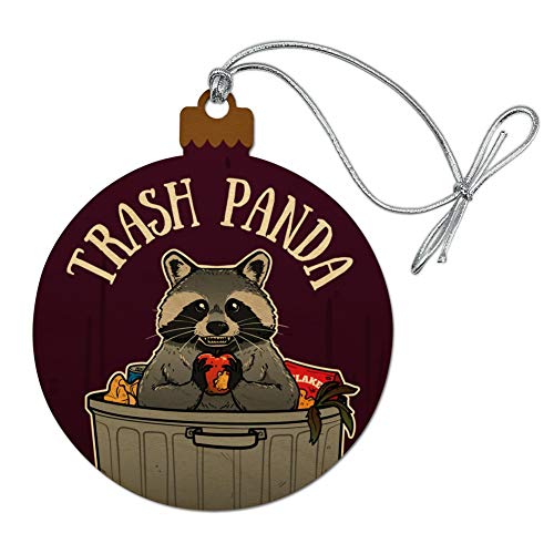 Raccoon Trash Panda in Garbage Wood Christmas Tree Holiday Ornament
