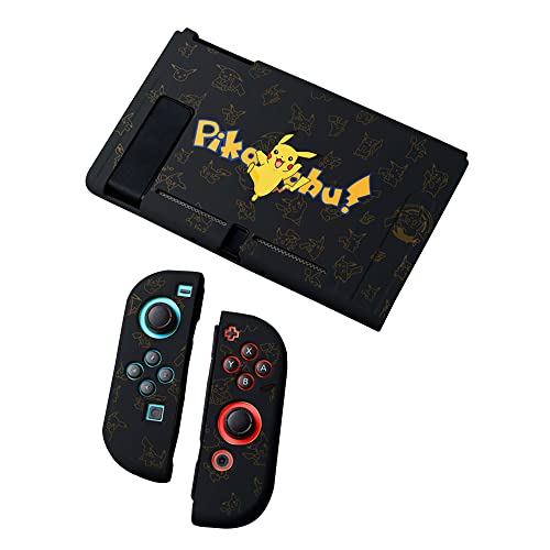 PERFECTSIGHT Protective Case Compatible with Nintendo Switch | Cute Soft TPU Anti-Slip Skin Grip Cover | Hard Shell Dockable Case | Anti-Scratch Shockproof Slim Cover Case | Kawaii Pika