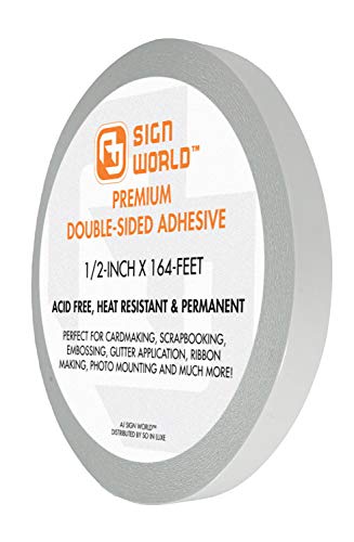 AJ Sign World Best 1/2' Ultra-Thin Permanent Double-Sided Tape for Arts, Crafts, Photography, Scrapbooking, Tear-by-Hand, Paper Backing (1/2-Inch by 164-Feet/55 Yards)