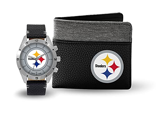 Game Time Pittsburgh Steelers Men's Watch and Wallet Combo Gift Set - NFL Collection