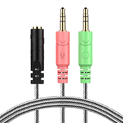 MillSO Headset Adapter (3.3 Feet) 3.5mm Audio Jack Y Cable Headphone Adapter 3.3 feet 1x 3.5mm Female to 2X 3.5mm Male Headset Adapter Compatible for TRRS Gaming Headset to Double-Jacks PC