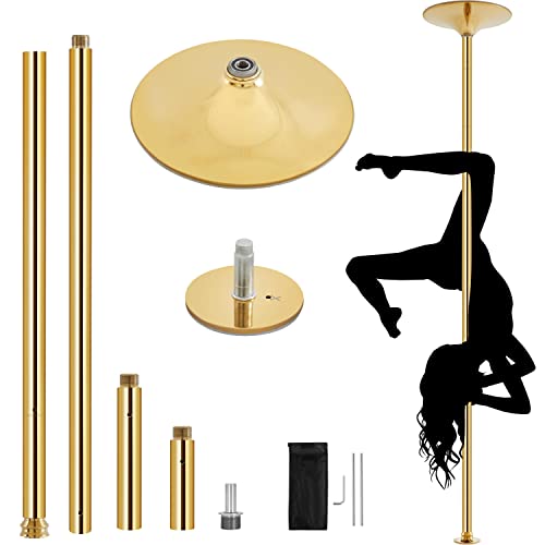 Yaheetech Stripper Dance Pole Spinning Static Dancing Pole Portable Removable for Home Club Bar Gym 44.5-108.3� Height Adjudtable & Weight Capacity 500lb - Gold