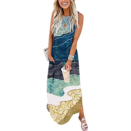 Martmory Maxi Dress for Women Beach Vacation Crossover Halter Neck Sleeveless Backless Flowy A Line Boho Floral Long Dresses