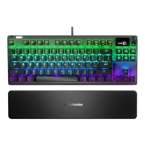 SteelSeries Apex 7 TKL Compact Mechanical Gaming Keyboard – OLED Smart Display – USB Passthrough and Media Controls – Linear and Quiet – RGB Backlit (Red Switch)