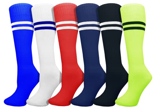 Winterlace Kids Soccer Socks, 6 Pairs for Boys Girls, Youth Knee High Athletic Sports Football Gym School Team Pack Children
