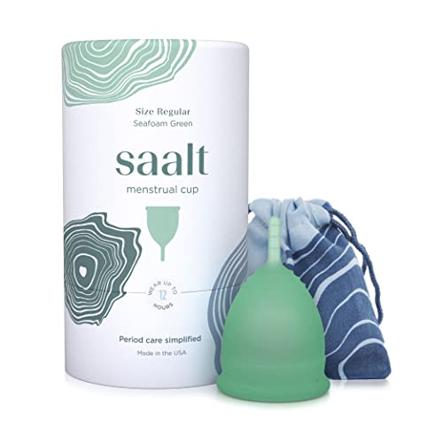 Saalt Menstrual Cup - Premium Design - Most Comfortable Period Cup - #1 Active Cup - Wear for 12 Hours - Soft, Flexible, Reusable Medical-Grade Silicone - Made in USA