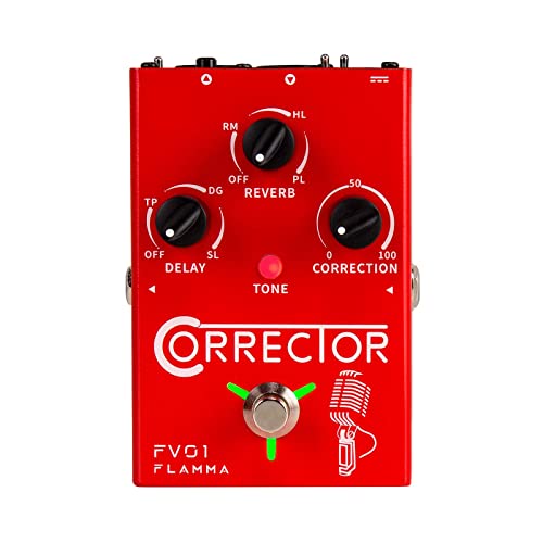 FLAMMA FV01 Vocal Effects Processor Pitch Correction Voice Pedal Vocal Stompbox Microphone Amplifier for Singer Live Singing Streaming Recording with Delay Reverb Acoustic Guitar Playing