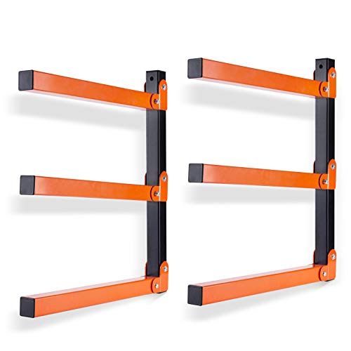 Ultrawall Wall Mount Wood Organizer and Lumber Storage Metal Rack with 3-Level - Indoor & Outdoor Use, 2 Pack