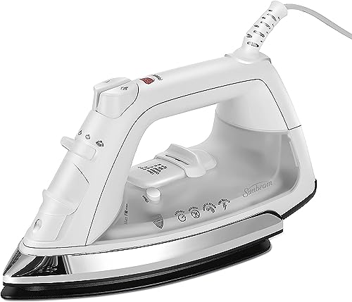 Sunbeam GCSBC Classic 1200 Watt Mid-size Anti-Drip Non-Stick Soleplate Iron Steam/Vertical Shot feature 8' 360-degree Swivel Cord GCSBCL-317-000 Auto Shut Off