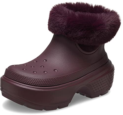 Crocs Unisex Stomp Lined Boots Snow, Dark Cherry, 4 US Men